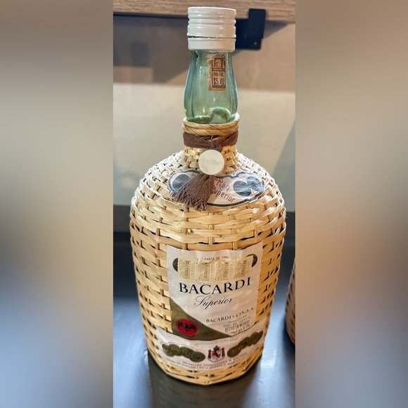 Bacardi Other - Vintage Wicker Wrapped Ron Bacardi Superior Puerto Rican Rum Bottle